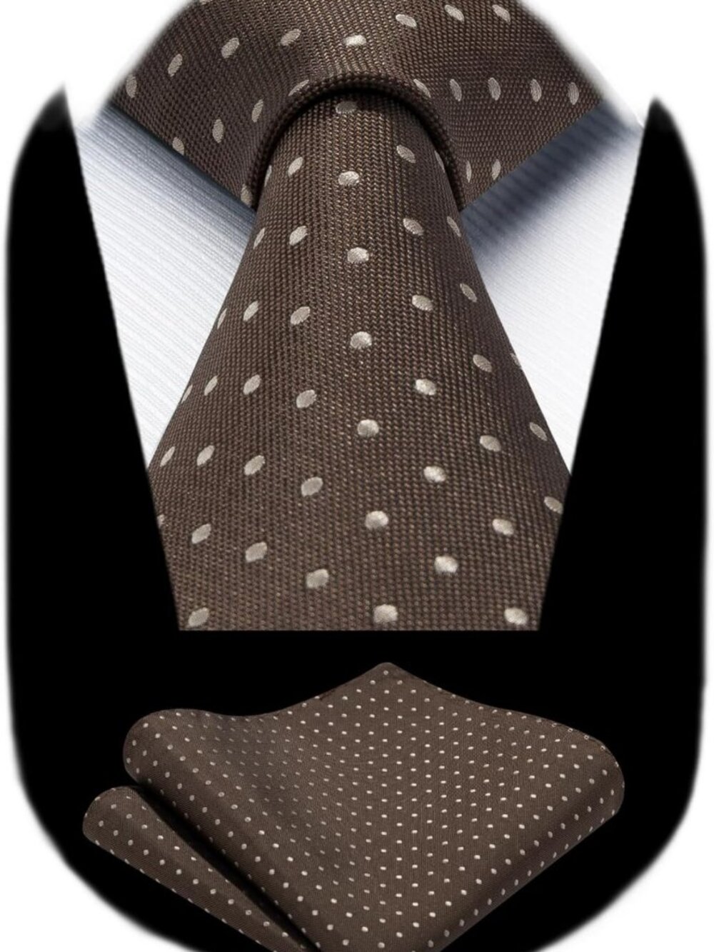 Classic Polka Dot Silk Tie & Pocket Square Set for Men - Formal Wedding